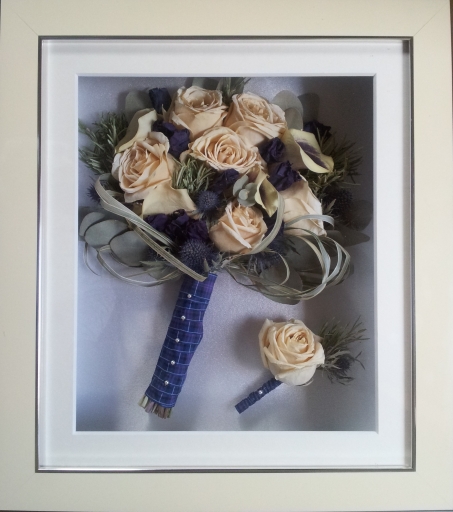 Side view of a bouquet with buttonhole