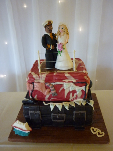 Bespoke Novelty Suitcases 2-Tier Wedding Cake with Personalised Topper