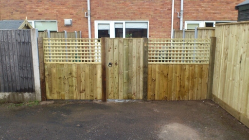 Gate with panels and trellis
