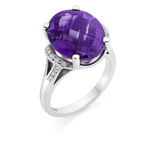 Amethyst &amp; diamond cocktail ring designed by Avanti