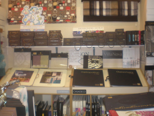 our fantastic selection of fabric and wallpaper samples in shop....