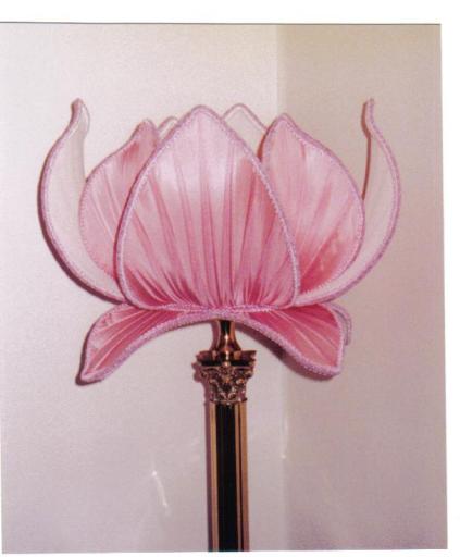 silk chiffon pleated lotus lampshade handmade in the UK