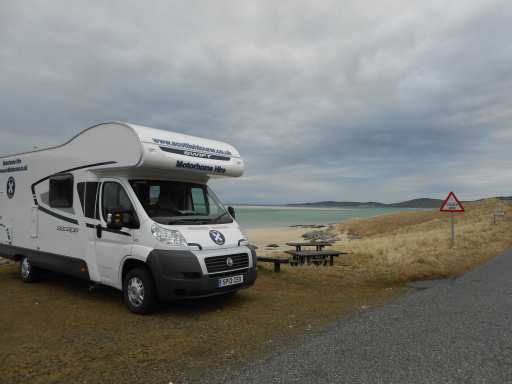 One of our Hire Motorhome by the Beach in Scotland