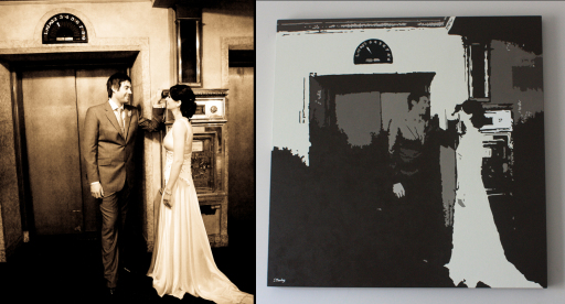 Hand Painted Wedding Portrait, Bride &amp; Groom