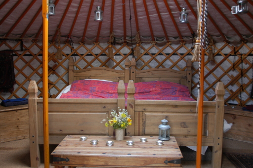 Inside of the Orange yurt