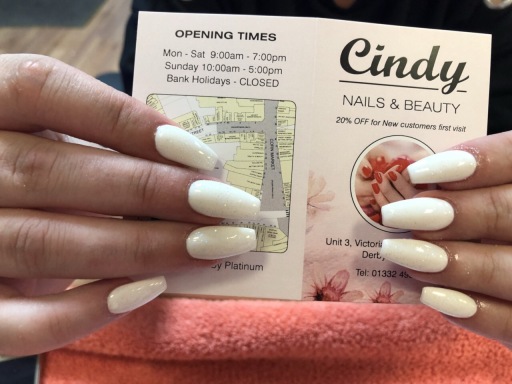 white coffin shape nail extensions