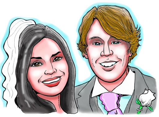 Caricature of wedding couple
