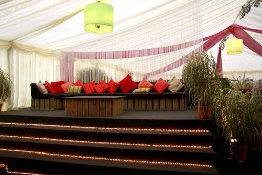 Marquee decorations, furniture, lighting &amp; interiors will all be designed by Buster Marquees.