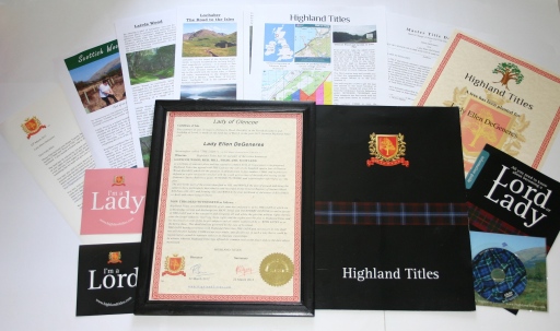 The Highland Titles Gift Pack. Fully personalised documents to transfer a souvenir plot of Scotland