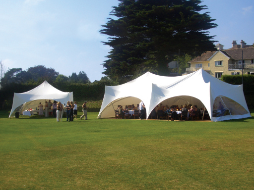 Devon Party Marquees - on display are two marquees, the 20x20ft and 28x38ft size