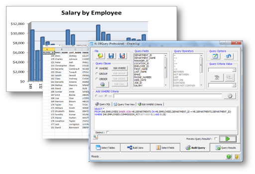 XL-DBQuery Database Query Builder Add-In for Microsoft Excel