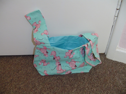 Turquoise, print with Pink Poodles, Fabric