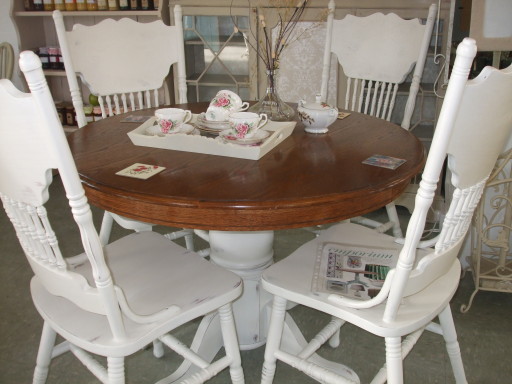 Large table and chairs painted with Annie Sloan Chalk Paint