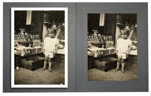 Resizing a very small old photo and taking out creases and blemishes