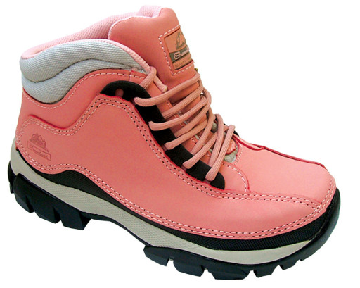 Ladies safety boots, pink, black, nubuck