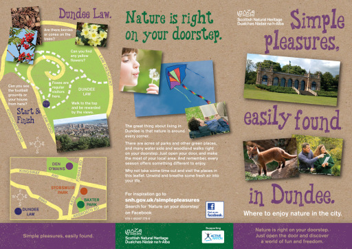 'Simple pleasures in Dundee' leaflet designed by G3 Creative in Scotland.