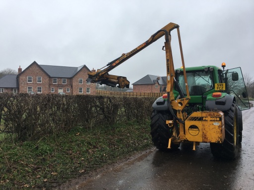 Roadside Hawthorn hedge cutting