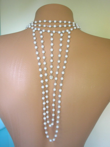 Handmade Pearl Bridal Backdrop Necklace