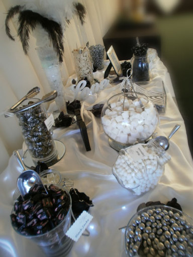 Black and white candy buffet hire