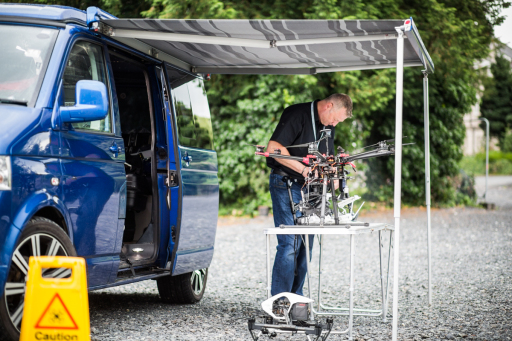 Setting up Hovershotz drones ready for aerial filming