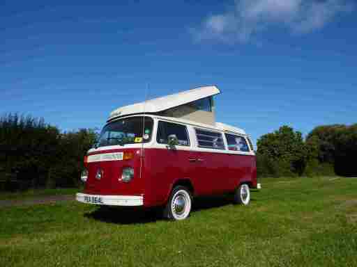 vw camper van red westfalia