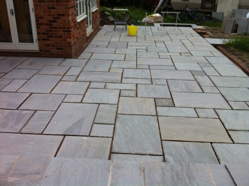 Indian stone natural paving before jointing.