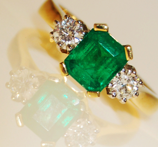 18ct Emerald and Diamond Ring.
