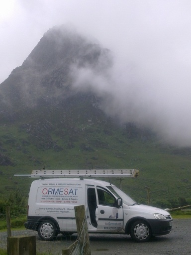 Our vehicle with Snowdonia in the background
