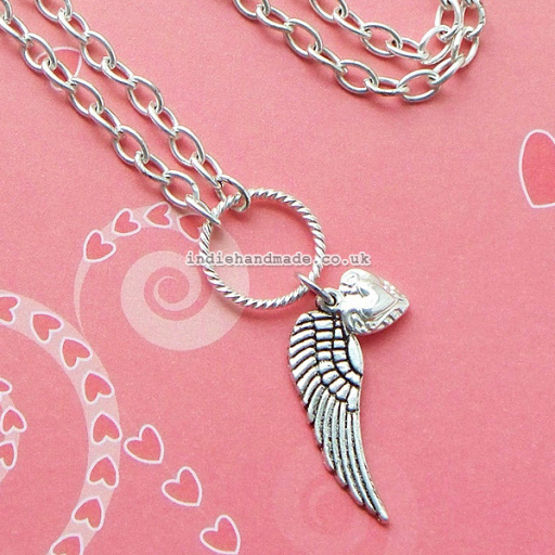 Angel Wing Silver Charm Necklace