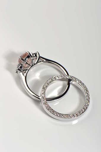 edge set wedding band and morganite engagement rin