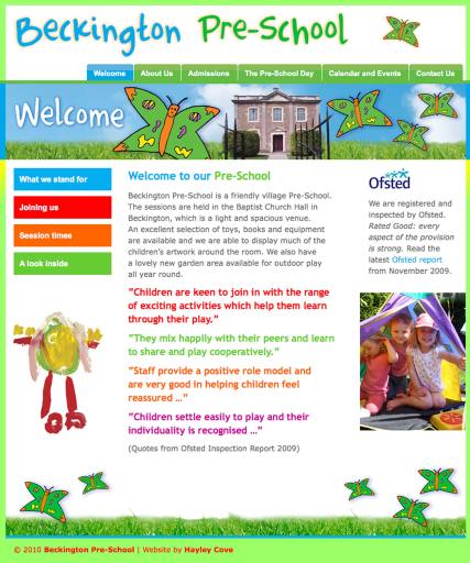 Beckington Pre-School Website Homepage