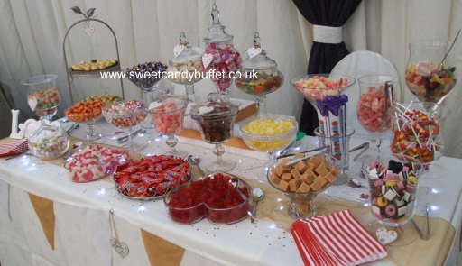 Wedding sweets buffet table candy cart Lincoln