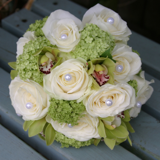 Brides Bouquet with Roses and Orchids