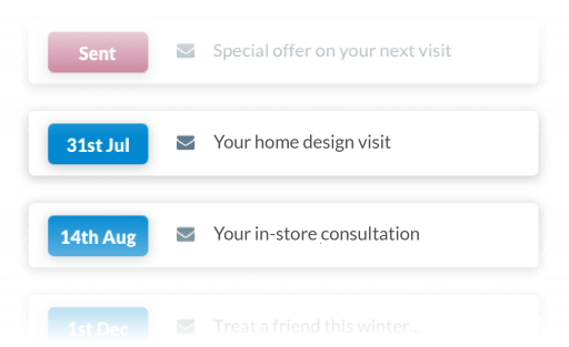 Example of reminders sent for bookings