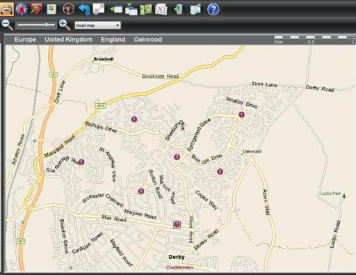 Microsoft Mappoint- A typical map that is used to mark out your delivery route
