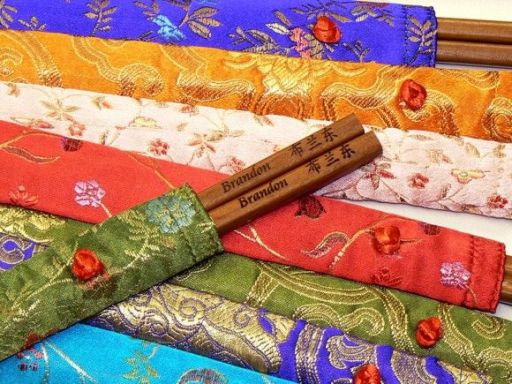 personalised gift chopsticks with silk pouch