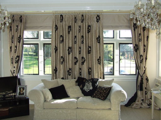 silk handmade curtains and roman blinds
