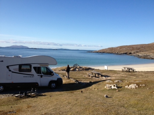 Motorhome camping Overnight by the Beach West coast of Scotland