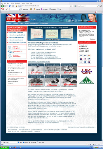 UK Replacement Certificates