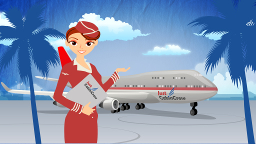 A screen grab from a promotional animation created for popular cabin crew company Just Cabin Crew
