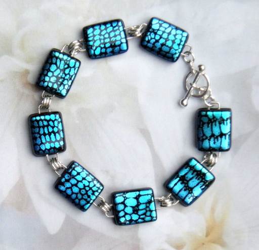 Sparkling blue dichroic glass bracelet