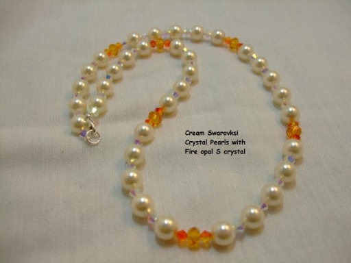 Cream Pearls withfire opal Swarovksi