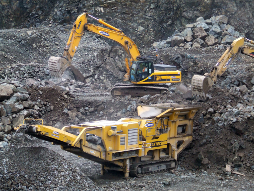 Crushing Plant and Excavator working at Whitelee Windfarm