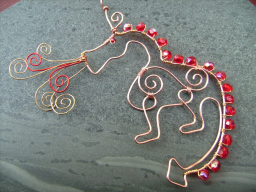 dragon fire copper wire pendant spiral fountain jewellery