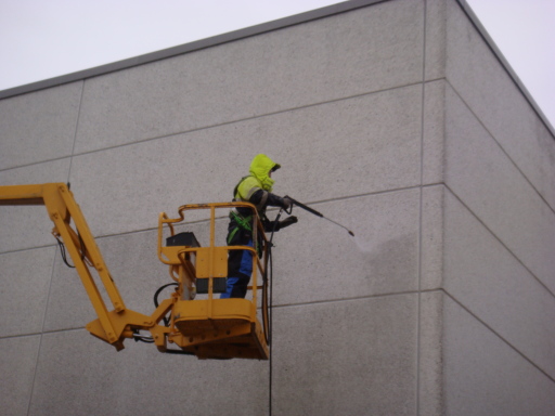High level cleaning, cherrypicker cleaning, high level jet-washing, cladding cleaning