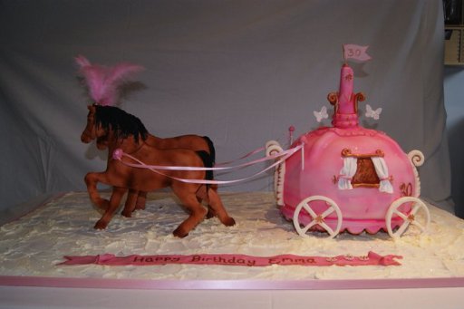 3D carved princess horse and carriage cake