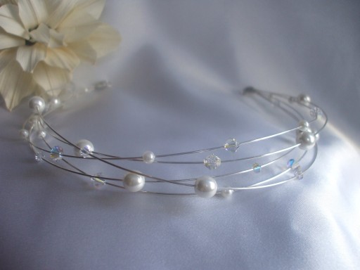 Organic pearl &amp; crystal bridal tiara