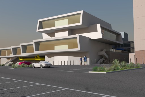 Gateway Theatre shopping' concept commercial development for an unfinished edge site, Chester