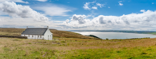 Little Laight Cottage and views south over Loch Ryan