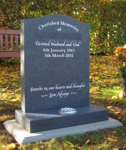 Dark grey granite headstone